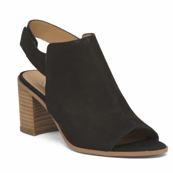 Franco Sarto Shoes - NWT Franco Sarto Black Leather Peep Toe Sandal 8.5
